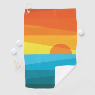 Beautiful Sunset and Sea Waves Golf Towel