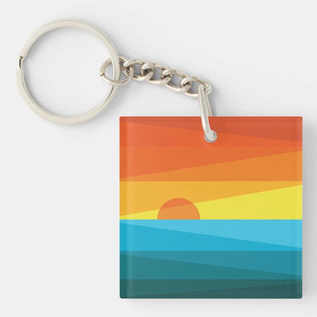 Beautiful Sunset and Sea Waves Key Ring (Front)