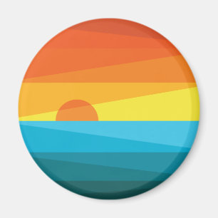 Beautiful Sunset and Sea Waves Magnet
