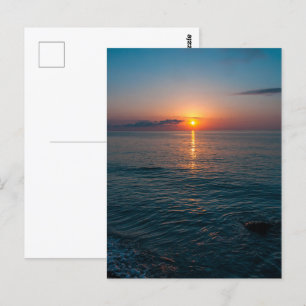 Beautiful sunset at sea. Batumi Georgia Postcard