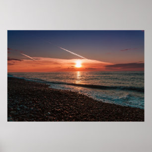 Beautiful sunset at sea. Batumi Georgia Poster