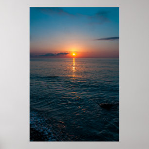 Beautiful sunset at sea. Batumi Georgia Poster