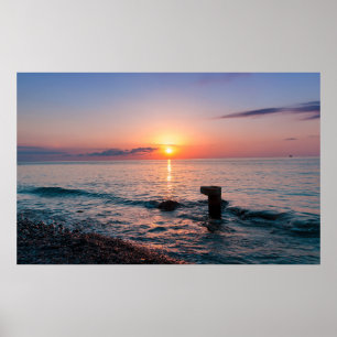 Beautiful sunset at sea. Batumi Georgia Poster