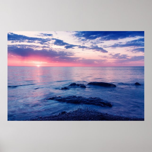 Beautiful sunset at sea poster (Front)