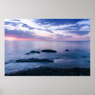 Beautiful sunset at sea poster