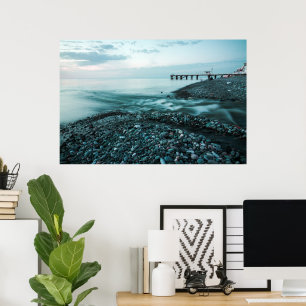 Beautiful sunset at sea poster