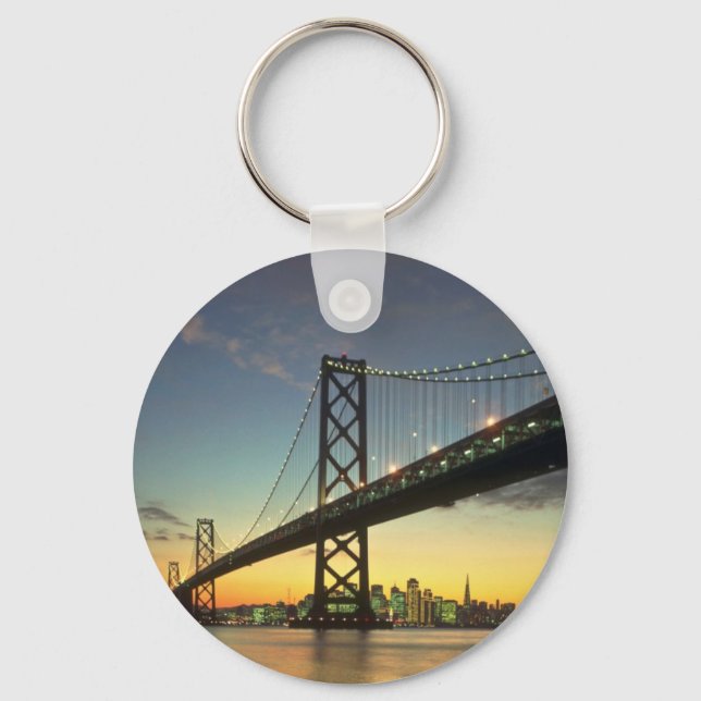 Beautiful Sunset: Bay Bridge, San Francisco, Calif Key Ring (Front)