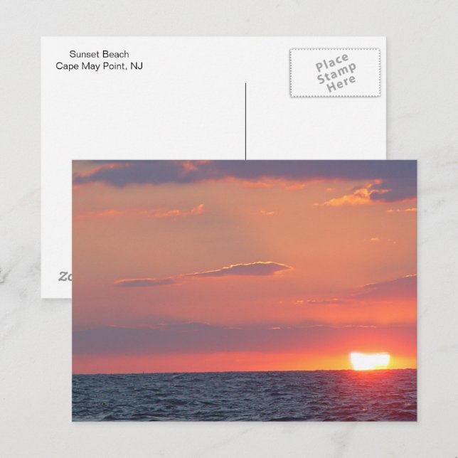 Beautiful Sunset Beach, Cape May, NJ Postcard (Front/Back)