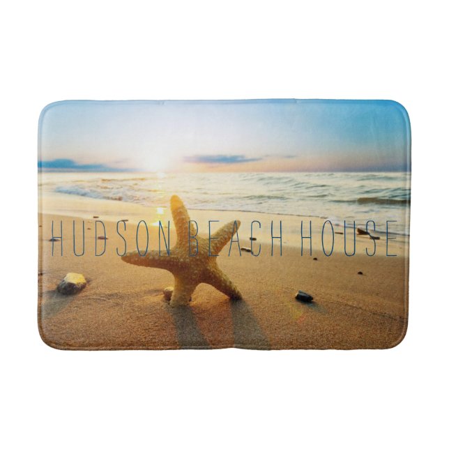 Beautiful Sunset Beach Custom Beach House Bath Mat (Front)