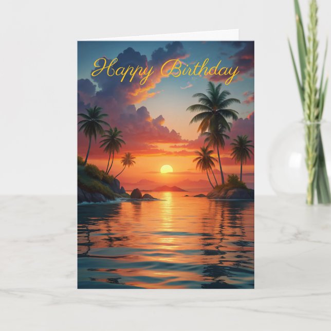 Beautiful Sunset Birthday Card (Front)