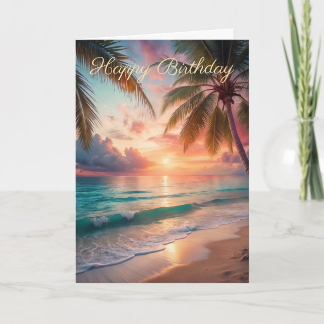 Beautiful Sunset Birthday Card (Front)