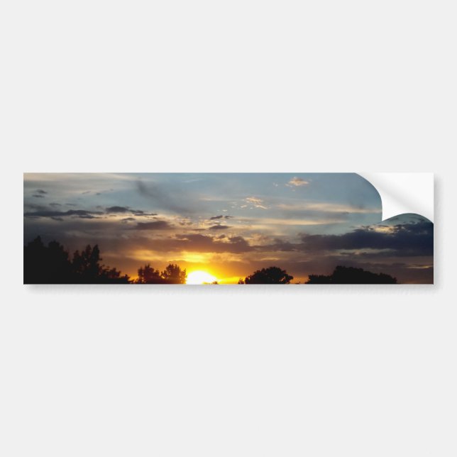 beautiful sunset blue yellow landscape relax bumper sticker (Front)