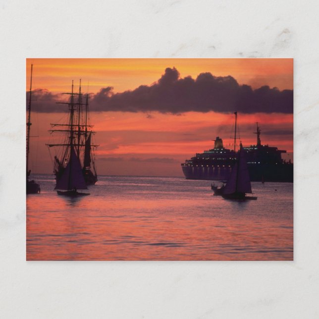 Beautiful Sunset: Bridgetown Harbour, Barbados Postcard (Front)