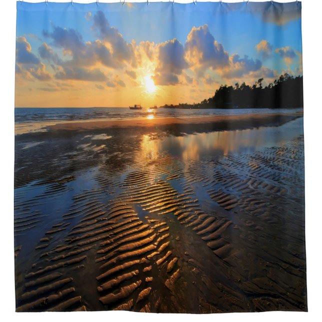 Beautiful Sunset by the Beach Shower Curtain (Front)