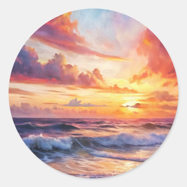 Beautiful Sunset Classic Round Sticker (Front)