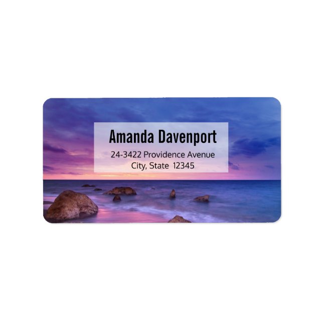 Beautiful Sunset Coastal Photograph Address Label (Front)