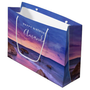 Beautiful Sunset Coastal Photograph Birthday Large Gift Bag