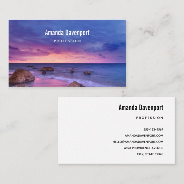 Beautiful Sunset Coastal Photograph Business Card (Front/Back)