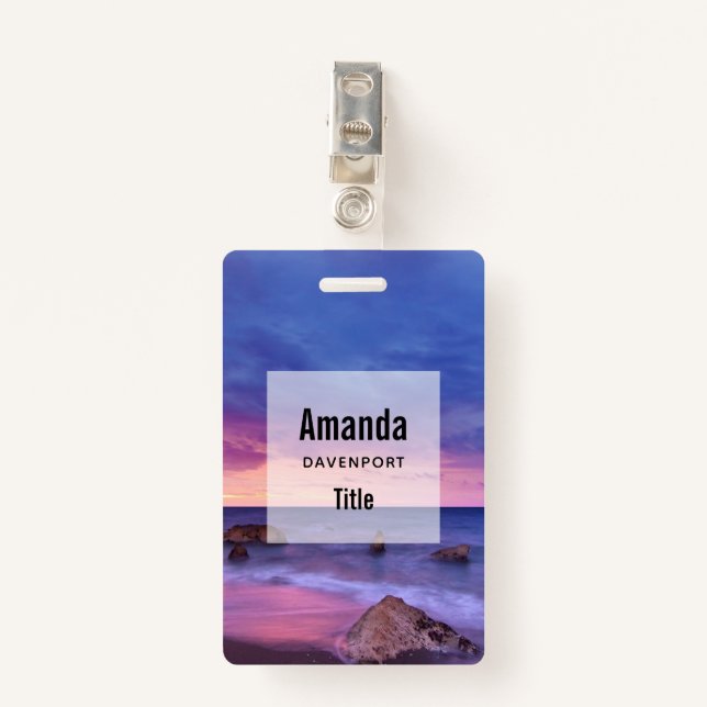 Beautiful Sunset Coastal Photograph ID Badge (Front with Clip)