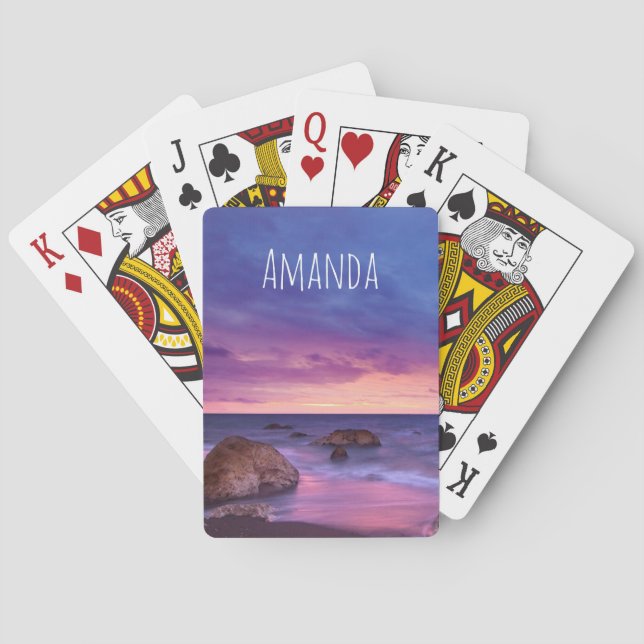 Beautiful Sunset Coastal Photograph Playing Cards (Back)