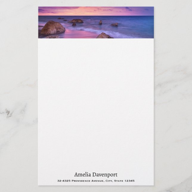 Beautiful Sunset Coastal Photograph Stationery (Front)