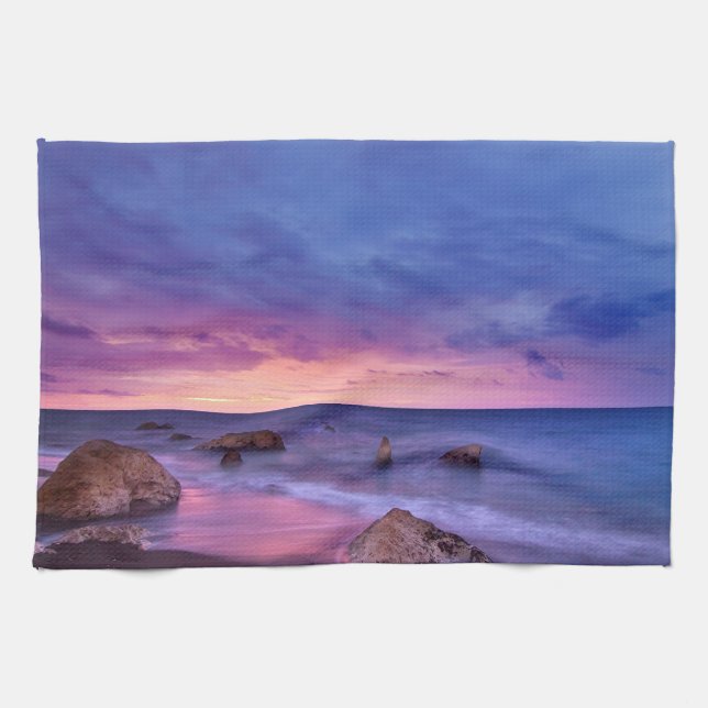Beautiful Sunset Coastal Photograph Tea Towel (Horizontal)