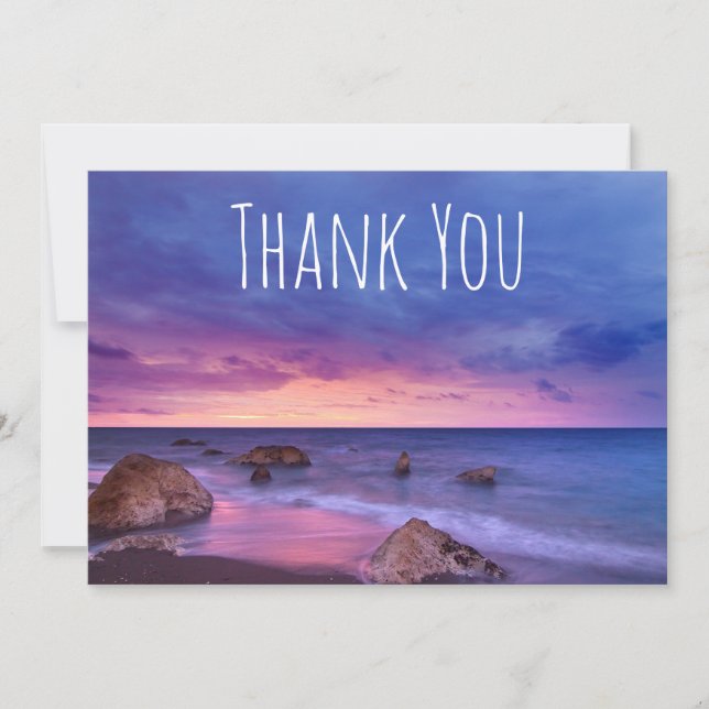 Beautiful Sunset Coastal Photograph Thank You Card (Front)