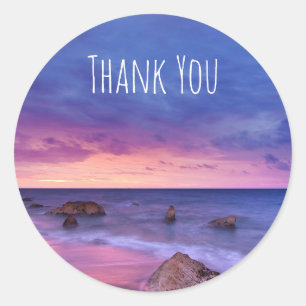 Beautiful Sunset Coastal Photograph Thank You Classic Round Sticker