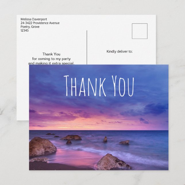 Beautiful Sunset Coastal Photograph Thank You Postcard (Front/Back)