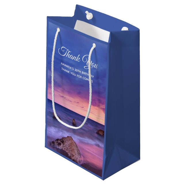 Beautiful Sunset Coastal Photograph Thank You Small Gift Bag (Front Angled)