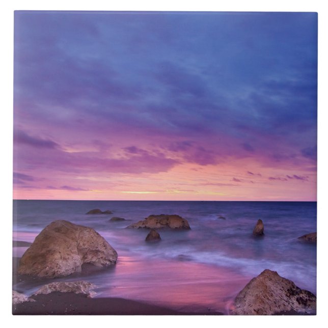 Beautiful Sunset Coastal Photograph Tile (Front)
