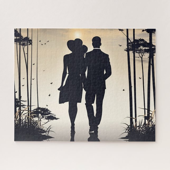 Beautiful Sunset Couple Walking Together Jigsaw Puzzle (Horizontal)