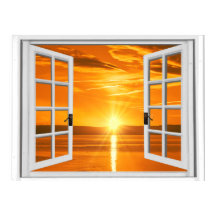 Beautiful Sunset Faux Window View
