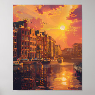 Beautiful Sunset in Amsterdam Netherland Poster