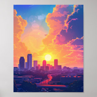 Beautiful Sunset in Fort Worth TX USA Poster