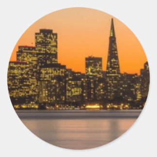 Beautiful sunset in San Francisco Classic Round Sticker