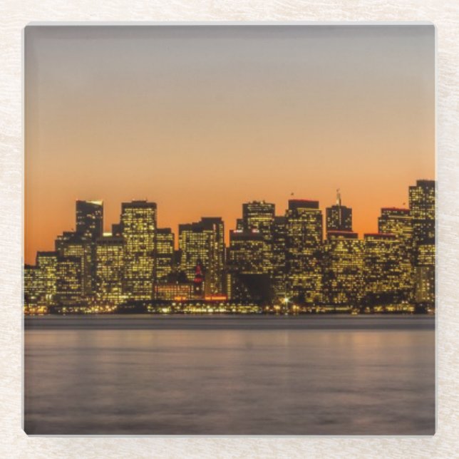 Beautiful sunset in San Francisco Glass Coaster (Front)