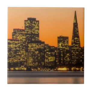 Beautiful sunset in San Francisco Tile
