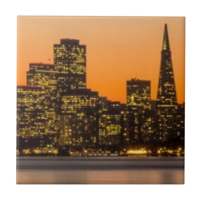 Beautiful sunset in San Francisco Tile (Front)