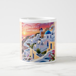 Beautiful Sunset in Santorini Large Coffee Mug