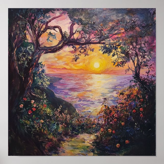 Beautiful Sunset Landscape Art Home Makeover Poster (Front)