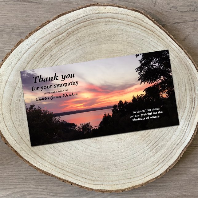 Beautiful Sunset Memorial Sympathy Thank You Photo Card (Creator Uploaded)