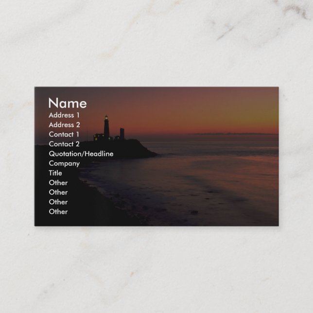 Beautiful Sunset: Montauk Point Light House, Long Business Card (Front)