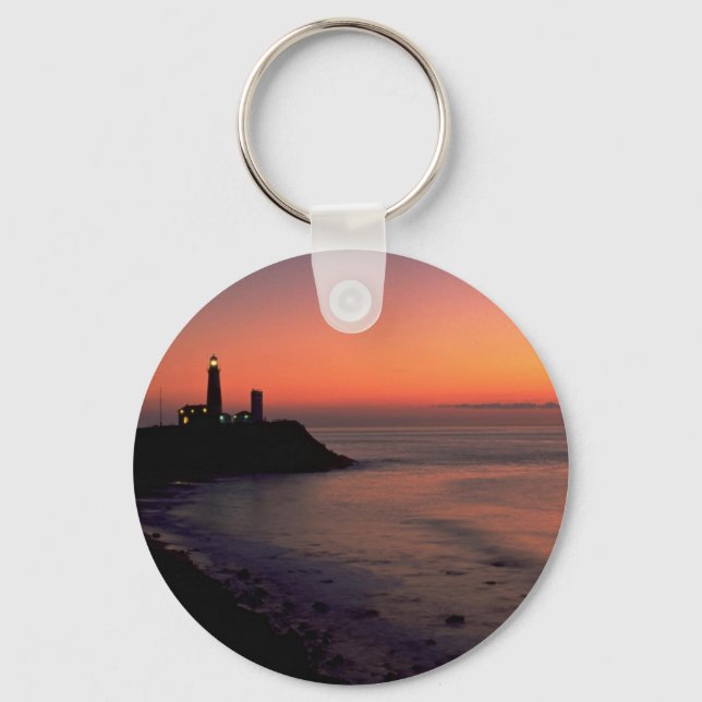 Beautiful Sunset: Montauk Point Light House, Long Key Ring (Front)
