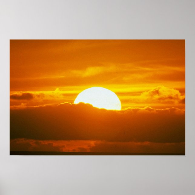 Beautiful Sunset: Moorea, outer reef pass, Tahiti Poster (Front)