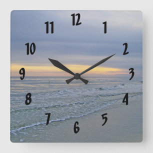Beautiful Sunset Oak Island Seashore Square Wall Clock