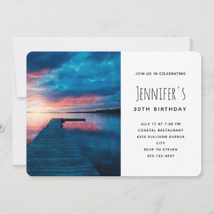 Beautiful Sunset on a Calm Lake Birthday Invitation