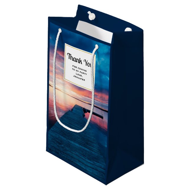 Beautiful Sunset on a Calm Lake Party Thank You Small Gift Bag (Front Angled)