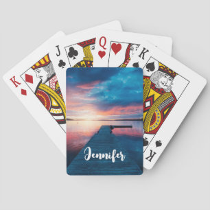 Beautiful Sunset on a Calm Lake Playing Cards