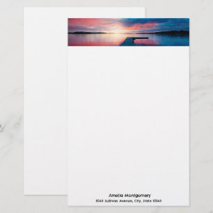 Beautiful Sunset on a Calm Lake Stationery